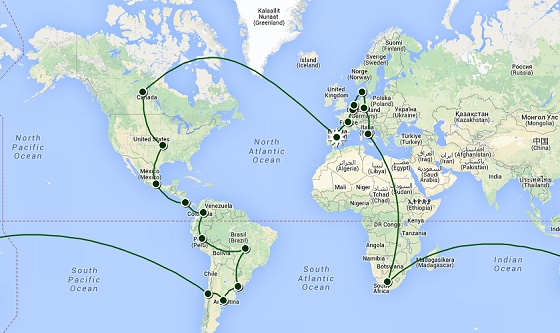 Ruta prevista MOEBIUS POR EL MUNDO